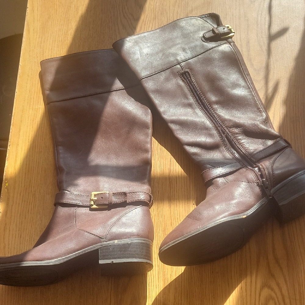 Ralph Lauren Brown Leather Knee-High Boots